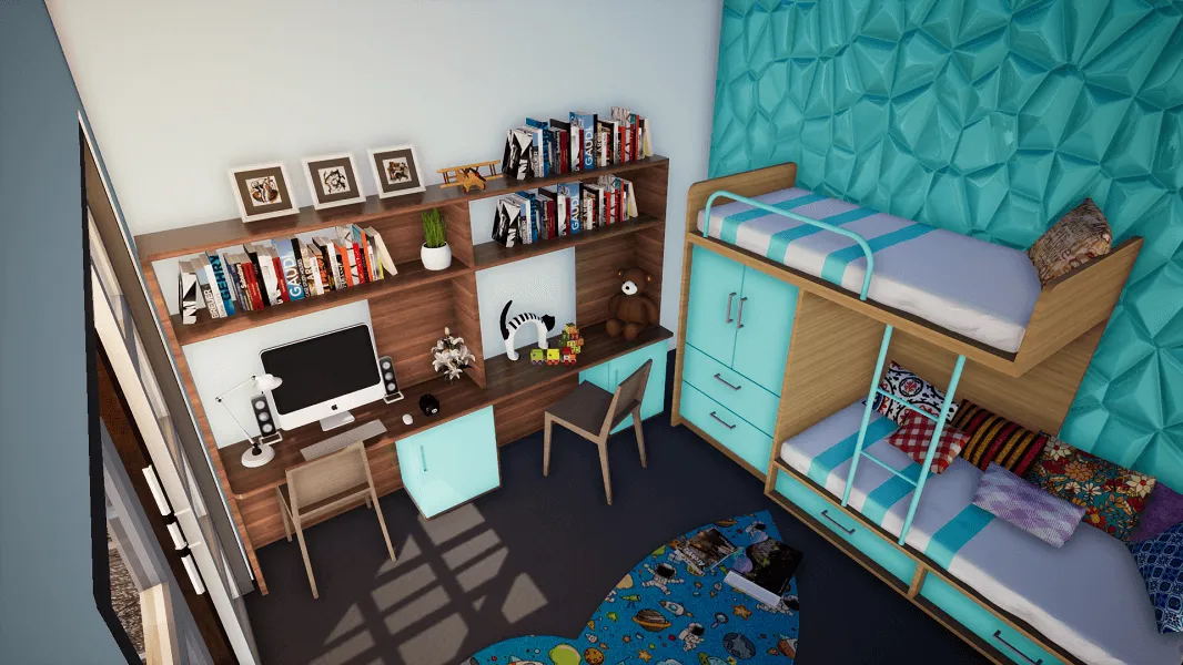 Gambar desain kamar anak nuansa biru